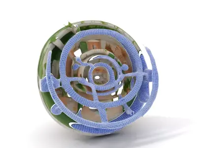 Circular Eco Building model pack Low-poly 3D model