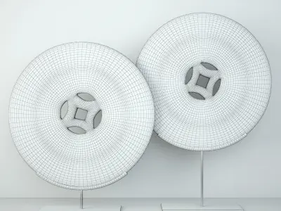 Blue and White Ceramic Disks 2 3D model