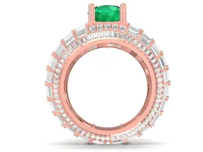 Luxury Baguette Diamond Ring with Center Gem for Men 3704 3D print model