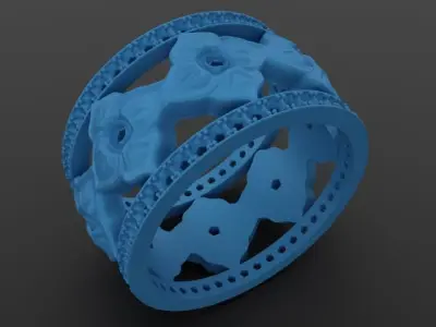 Baroque Ornaments Ring Accent Stones 3D print model
