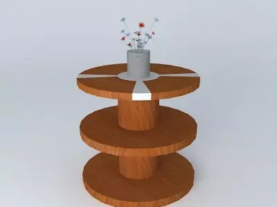 art wooden side table with flowers in it Free 3D model