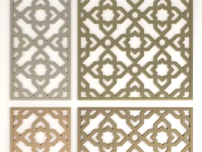 Arabic Islamic pattern decorative gold plaster 1 3D Model Collection