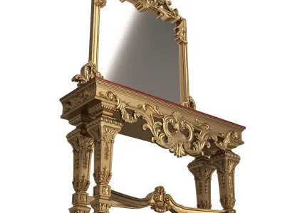 Classic Console Table with Mirror 01 Low-poly 3D model
