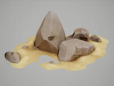 Stylized Rocks Low-poly 3D model