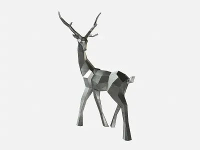 Reindeer 3D print model geometric deer sculpture 3D print model