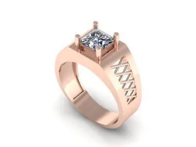 Men Princess Diamond Ring  3D print model