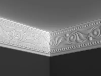 Moulding Cornice 3D Model with Floral Elements 3D model