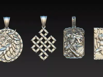 Ornamental Pendant Collection  3D Printable Jewelry STL Models 3D print model
