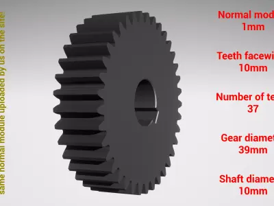 Cylindrical gear - paired - z37 m1 D39 d10 3D print model