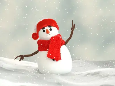 Animated Snowman Happy 3D model