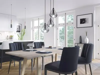 White Kitchen Interior Scene 3D model