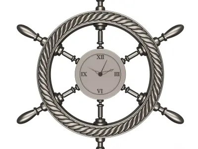 Handwheel Ship Clock 08 Chrome Low-poly 3D model