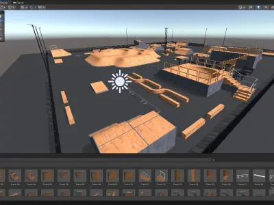 Skate Park Builder and BMX - Pack Low-poly 3D model