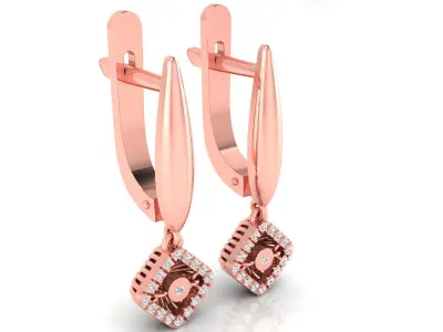 Earring E21 The luxury female earring with gems 3D print model