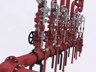 Industrial Multiple Vertical Pipes System 3D model
