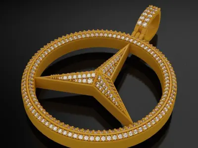 Mercedes Benz  Pendant With Diamonds 3D print model