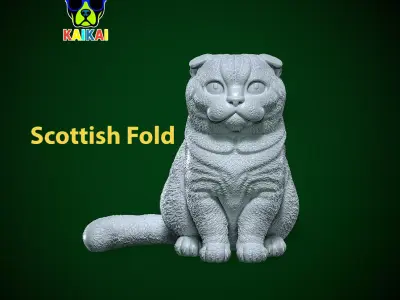 Scottish Fold Cat statue - decor - 3D print 3D print model