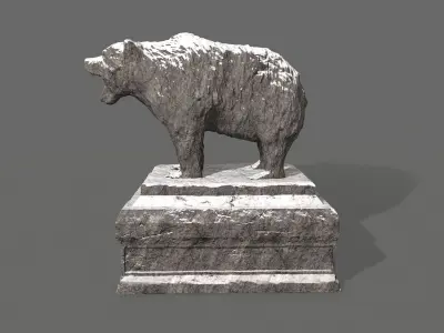 Bear Statue 3 Low-poly 3D model