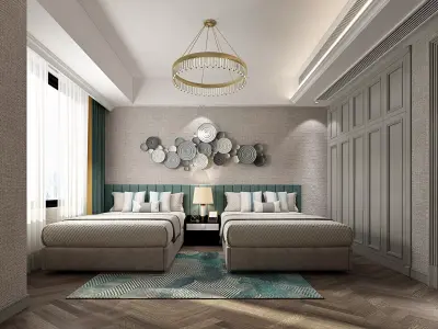 two bedroom interior 3D model