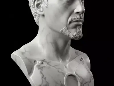 Marble Bust Bearded Philosopher Classical Sculpture Modern Twist Low-poly 3D model