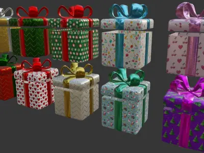 Holiday Presents Low-poly 3D model