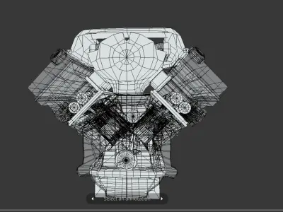 v6 car engine transparent animated Low-poly 3D model