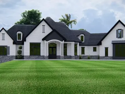 Luxury Modern Farmhouse with Brick Exterior  House 3D Model 3D model