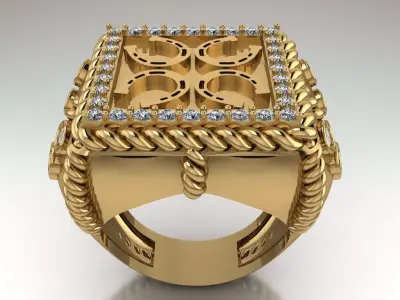 Horseshoe Signet ring 3D print model