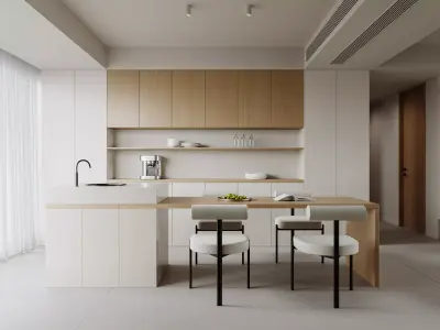 Modern living room dining room interior scenes  3D model 9