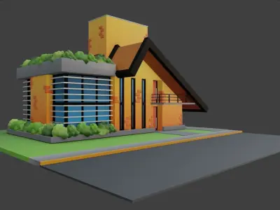 Cartoon Modern House 3D model