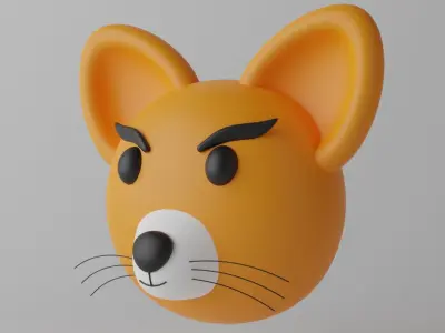 Cartoon Cute Fox Head 3D model