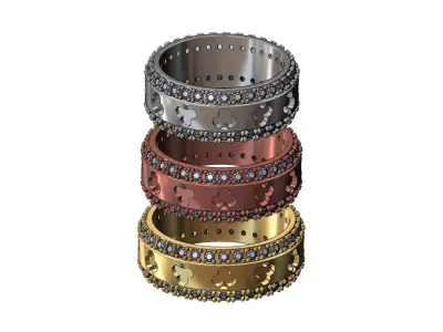 Clubs diamond sides cigar band US sizes 7 8 9 3D print model