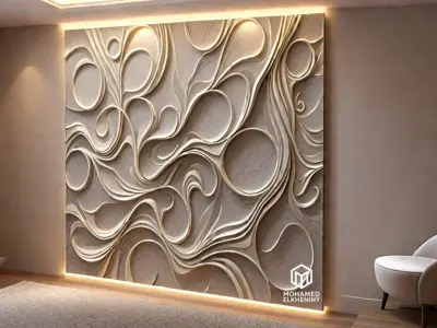 modern panel wall decor set wall relief mural CNC 136  3D model