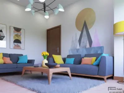 Scandinavian Living room Free low-poly 3D model purchase