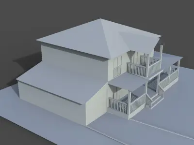 House Low-poly 3D model with porch Free 3D model