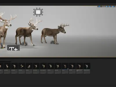 Deer Animated FUR UNREAL project - plus maya base rig 3D model