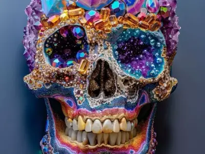 Amethyst Skeleton Sculpture Glowing Crystal Bones Purple Hue 3D Low-poly 3D model