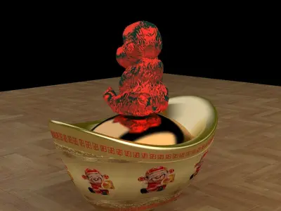 Chinese gold Ingot  3D model 26