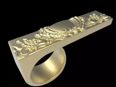adjustable ring with engraving 5 3D print model