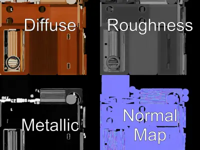 Vintage Radio Model Pack with Detailed Knobs and Grille Low-poly 3D model