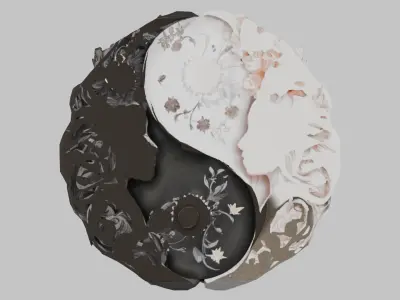 Harmony Duality ying yang yin yan Low-poly 3D model