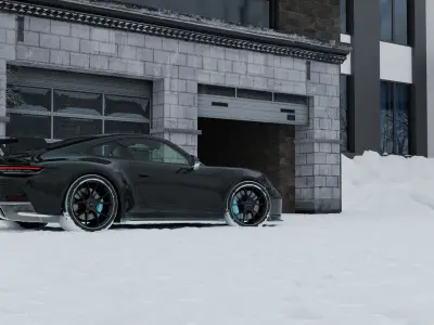 Automotive Snow Render Scene 3D Blender File Textured  3D model