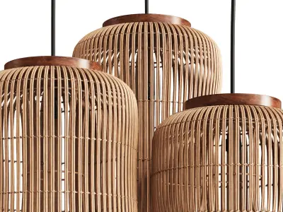 Natural Rattan Lamp by dBodhi Barrel 3D model