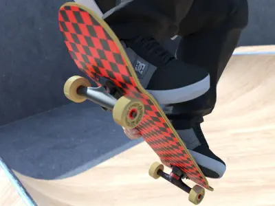 Skateboard in brick floor 3D model