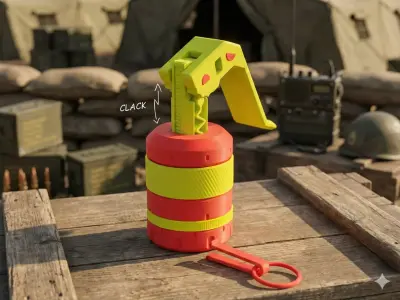 GRENADE FIDGET FUSE  FIDGET 5 IN 1 CLICK AND SPIN TOY 3D model