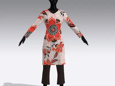 Female Cloth Dress Low-poly 3D model