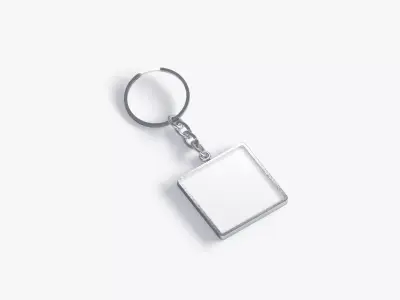 White Square Keychain - key tag holder Low-poly 3D model