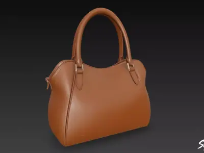 Brown Casual Tote Bag Low-poly 3D model