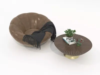 Modern Coffee Table and Armchair Set 78 3D model