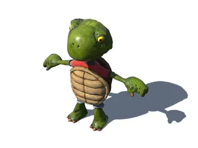 Comic Turtle V2 Riged PBR Low-poly 3D model